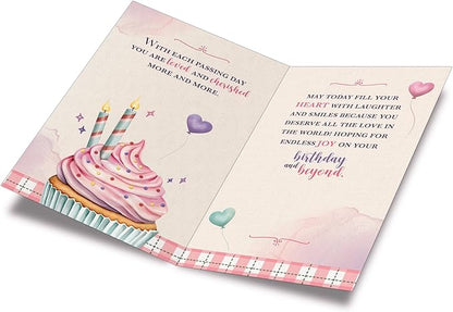 Prime Greetings Cute Daughter Birthday Card, Made in America, Eco-Friendly, Thick Card Stock with Premium Envelope 5in x 7.75in, Packaged in Protective Mailer