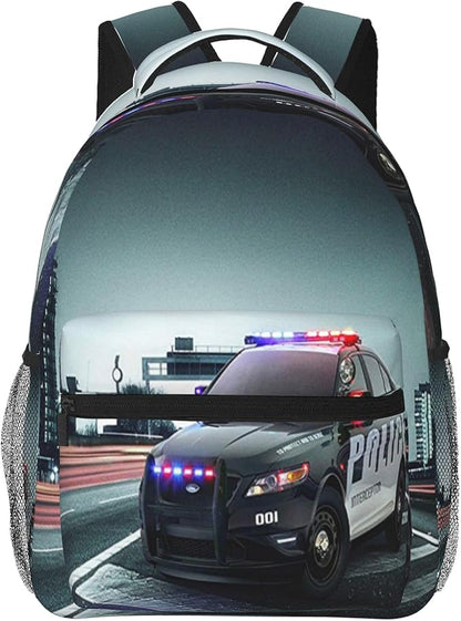 Police Backpack Travel Laptop Backpacks Police Car Ruckasck Book Bags School Bag for Boys Girls Kids Childrens Teenager Men Women
