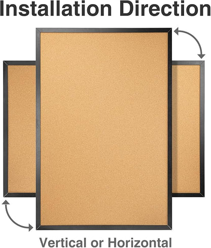 OWLKELA 24'' x 36'' Cork Board Bulletin Board, Black Framed Corkboard, Black Oak Frame Corkboard, Vision Board and Decorative Hanging Pin Board