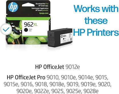 HP 962XL Black High-yield Ink Cartridge | Works with HP OfficeJet 9010 Series, HP OfficeJet Pro 9010, 9020 Series | Eligible for Instant Ink | 3JA03AN