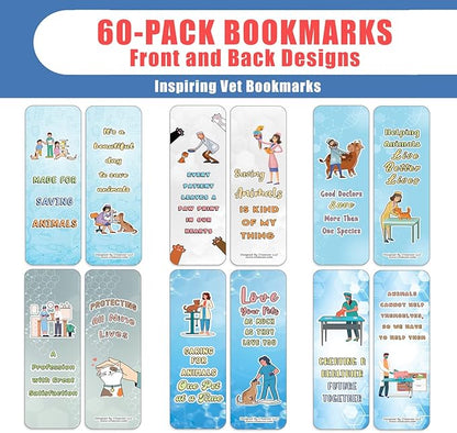 Creanoso Inspiring Vet Bookmarks (10-Sets x 6 Cards) – Daily Inspirational Card Set – Interesting Book Page Clippers – Great Rewards for Adults and Professionals