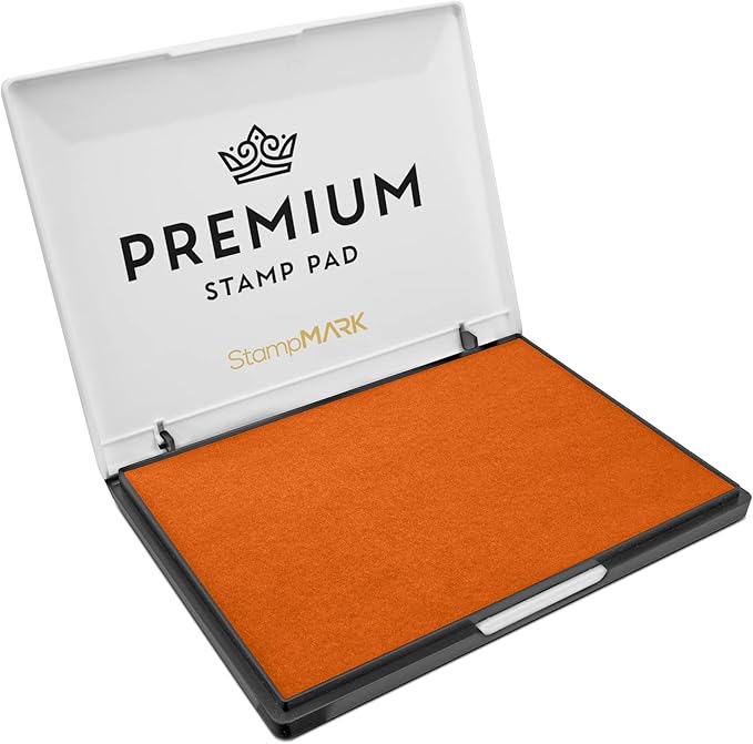 Premium Stamp Pad Extra Large Size 6" x 8" - for Traditional Rubber Stamps - Felt Pad Orange Color