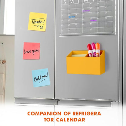 BEYGORM Magnetic Dry Erase Marker Holder for Whiteboard,Non-slip Acrylic Magnet Pen Holder for Fridge Refrigerator,Locker Organizer for Work,Locker Accessories,Pencil Cup for Desk(Orange)