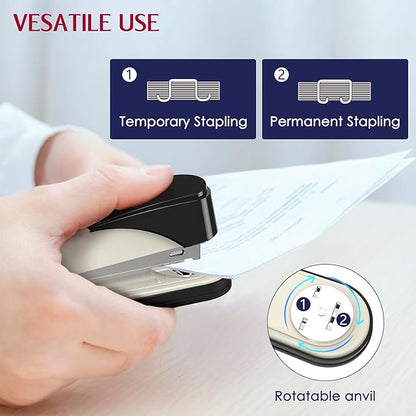 Metal Stapler Heavy Duty 50 Sheet Capacity with 1750 Staples and Staple Remover, White Stapler Full Strip Staplers for Desk, No Jam, Non-Slip Office Stapler with Staples for Office & Classroom, White