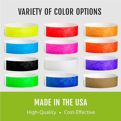 100 WristCo Tyvek Wristbands for Events – 10-Color Variety Pack – Tamper-Proof Design Prevents Reuse – Premium-Grade Bracelets for Hospital & Medical ID, Party, VIP Identification