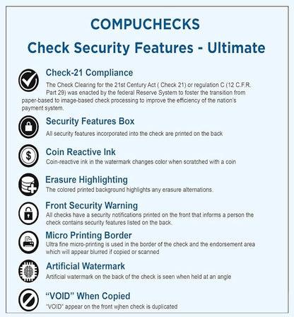 Compuchecks Check on Top Blank Check Paper - 100 Pack, Quick-Books & Laser Printer Compatible - Security Business Checks with Voucher - 8.5" x 11" Brown Marble