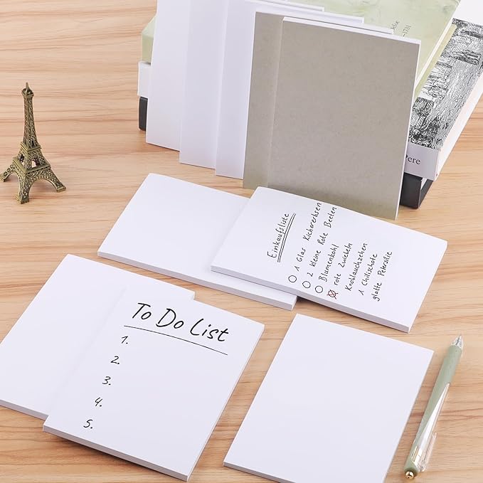 Note Pads 4x6 In, 10 Pack Blank Server Notepad, 50 Sheets Per Scratch Memo Pads for Grocery Shopping To Do Lists, Small White Paper for Writing Quick Notes Work Home Office