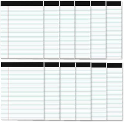 Legal Pads 8.5 x 11 Note Pads 8.5” x 11.75” College Ruled Writing Pads 80gsm Lined Paper, 30 Sheets per Pad, 12 Pack Perforated To-Do List Notepad Ideal for Office, Home, School