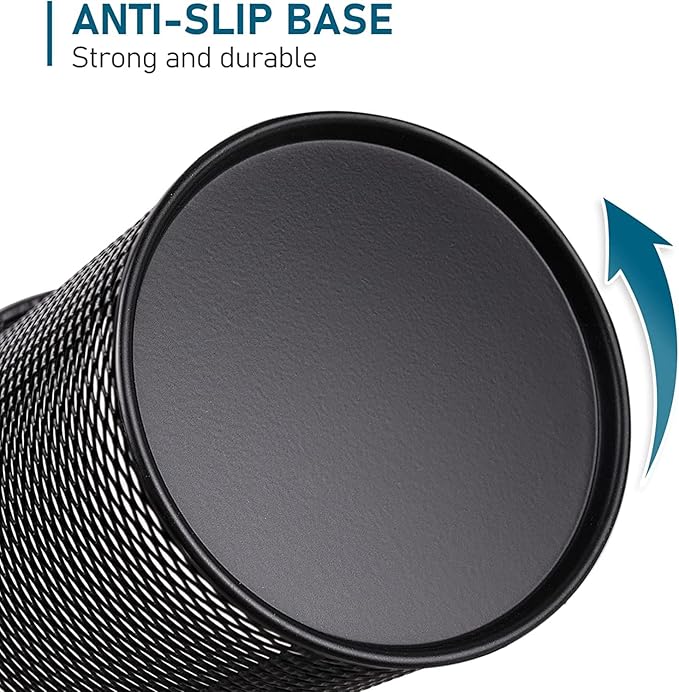 QYH Metal Pencil Holder for Desk Mesh Pen Cup 2 Packs Black Pen Organizer Office 3.54x3.93 Inch