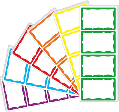 6 Classic Colors Name Tag Stickers,240PCS Waterproof Stickers Name Tags 3 1/2 X 2 1/4 Name Labels for Office,Meeting,School and Home