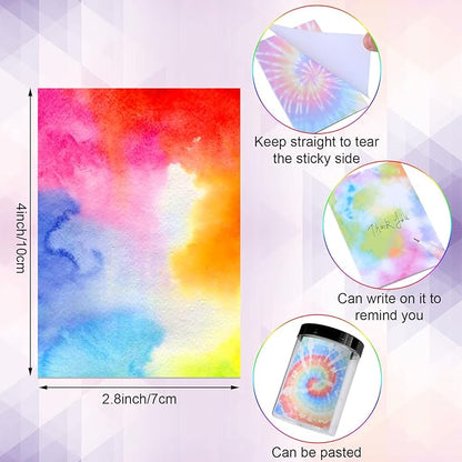 12 Pcs Rainbow Tie Dye Sticky Notes Cute Colored Sticky Paper Fun Pastel Art Party Self Adhesive Notepads for Kids Girls School Office Gay Pride Party Supplies, 30 Sheets Each (2.8 x 4 Inch)