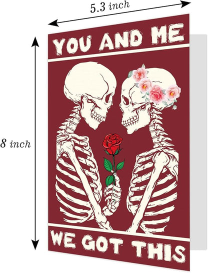 Funny Skeletons Valentines Day Card Gift, Gothic First Anniversary Card for Boyfriend Girlfriend, Unique Anniversary Card Gifts for Husband Wife