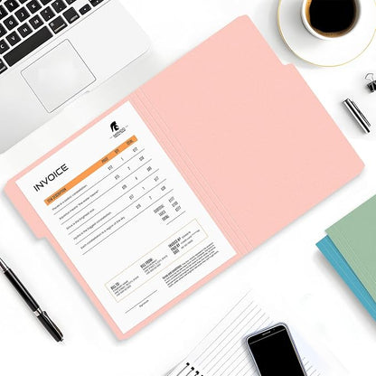 SUNEE File Folders Letter Size Retro Colors, 100 Pack Folders for Documents 1/3-Cut Tabs, Colored File Folders Office Home School for Documents Files Paper