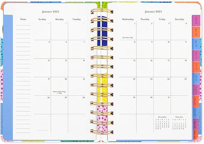 Kate Spade New York Medium Weekly and Monthly Planner August 2024 - December 2025, Hardcover Spiral Agenda, Daily Planner with Monthly Calendar, Stickers, & Pockets (Golf Balls)