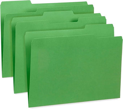 Blue Summit File Folders, Letter Size, 1/3 Tab, Green, Great for Organizing and Easy File Storage, 200 Per Box