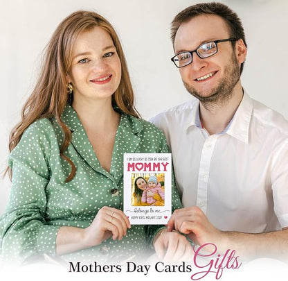 FaCraft Happy First Mothers Day Cards for New Mom First Time Mom Pregnancy From Bump Baby Boy Girl, 4 x 6, with Photo Insert, Gift Card with Envelope