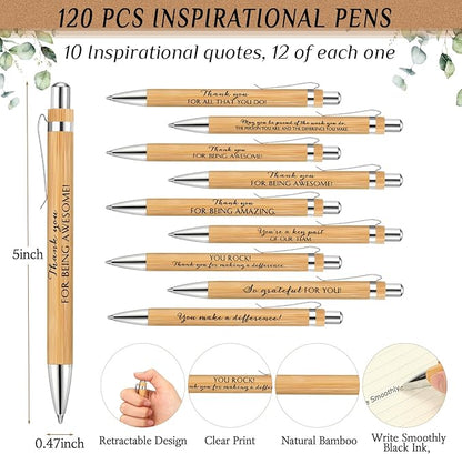 Fulmoon 120 Set Employee Appreciation Gifts May You Be Proud Sign Wood Bamboo Pens with Thank You Bookmark Cards for Coworker Back to School Gifts for Classroom Teacher Student Supplies Party Favor