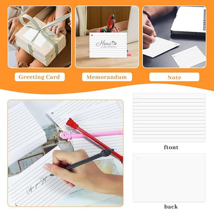 Tecmisse 160 PCS Index Cards 4 x 6 Inches, 180 GSM Thick Punched Flash Cards, Lined Note Cards, White Study Cards for School Learning and Office Supplies