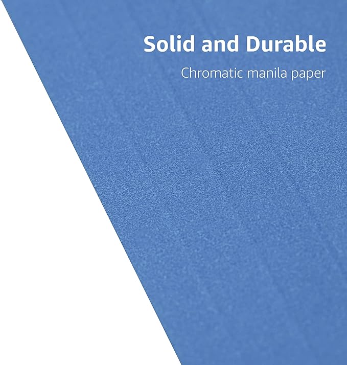 Amazon Basics File Folders, Letter Size, Heavyweight 1/3-Cut Tab Assorted Colors, 50-Pack