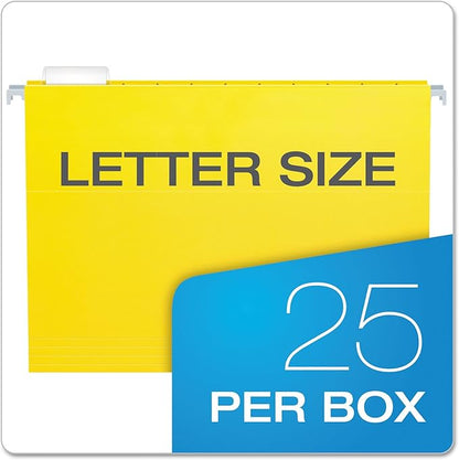 Pendaflex 81606EE Recycled Hanging Folders, Letter Size, Yellow, 1/5 Cut, 25/BX (81606)