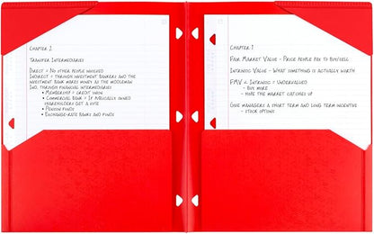 Five Star 2-Pocket Folder, Plastic Folder with Stay-Put Tabs, Fits 3 Ring Binder, Holds 8-1/2" x 11" Paper, Red (333420D-ECM)