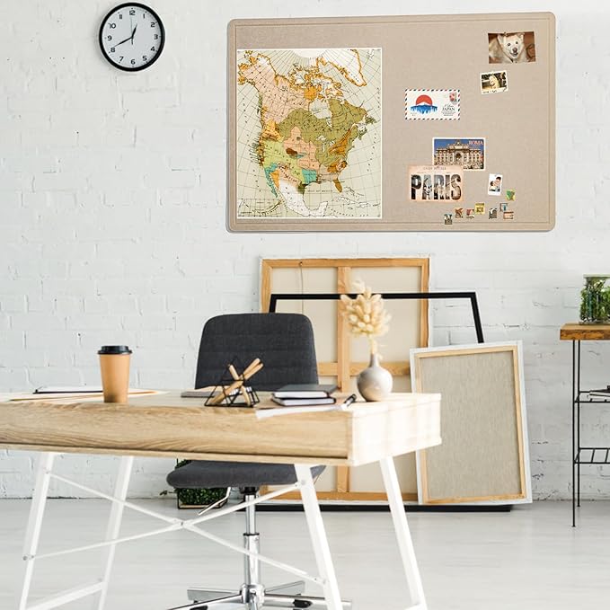 Large Bulletin Board - 60 x 36 Inches, Decorative Felt Pin Board for Wall - 5' x 3' Foldable Photo Display Board with Self-Adhesive Tape, Includes 20 Push Pins - Beige Brown