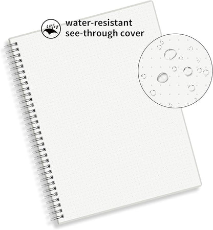 Large Dot Grid Spiral Notebook, 8.5" x 11", Premium 100gsm Ivory White Paper, Sturdy See-Through Cover, 128 Dotted Pages per Notebook(2 Pack) for Home, School, Office, Artist Writing/Drawing