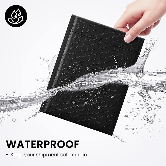 Fuxury Bubble Mailer, 6x10 Inch Bubble Mailers 50 Pack, Self-Seal Adhesive Padded Envelopes, Water Resistant Mailers, Shipping Envelopes for Packaging, Small Business, Mailing,Bulk Black #0