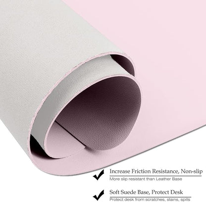 Boutilon Leather Desk Pad,47"x 24"XXX Large Business Desk Pad,Waterproof Student Study Desk Mat Protector Writing Pad for Keyboard and Mouse in Home Office Accessories(XXXL-Light Pink)