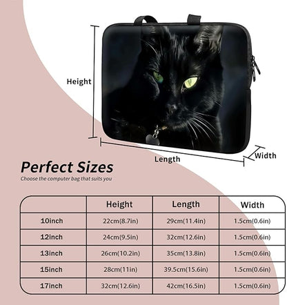 Universal Tablet Laptop Sleeve Case 10 inch, Black Cat Slim Carrying Case Durable Handbag Travel Laptop Bag for 7 to 10-inch Laptops/Notebook/Kids Tablet/ipad/eBook Readers