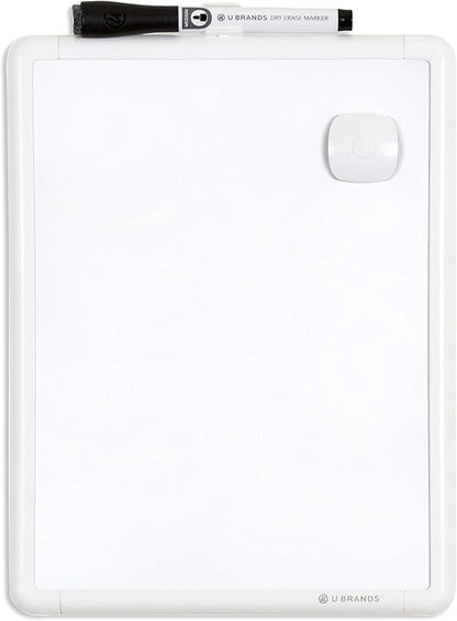 U Brands Contempo Magnetic Dry Erase Board, 8.5"x11", White Modern Frame, Includes Magnet and Marker