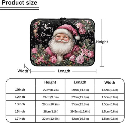 Christmas Laptop Sleeve for Women 17 inch Laptop Protector with Versatile Uses Computer Sleeve Neoprene Lap Top Case for Daily Use School Travel Tablet Bag Santa Claus