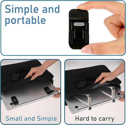 Bewudy 2 Pcs Portable Keyboard Riser, Dual Tilt Angle Adjustment Foldable Laptop Riser, Mini Computer Keyboard Stand for Desk, Self-Adhesive Keyboard Riser Feet for Most Keyboards(Black)