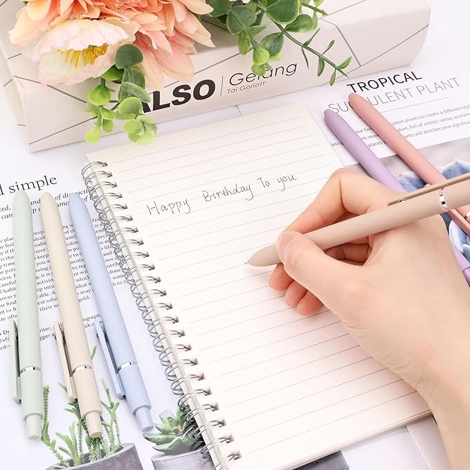 ITAWIXS 6Pcs Cute Gel Pens, 0.5mm Fine Point Smooth Writing Pens, Aesthetic Pens for Journaling Note Taking, Office School Supplies, Gifts for Women