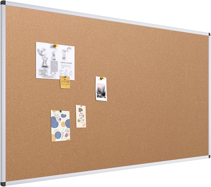 VIZ-PRO Cork Notice Board Bulletin Board, 96 X 48 Inches, Pack of 2, Silver Aluminium Frame