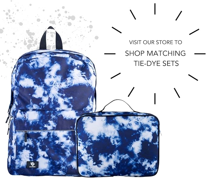 Fenrici Tie Dye Backpack for Boys, Girls, Blue Backpack for Kids, Bookbag with Padded Laptop Compartment, Blue Tie Dye, Indigo Blue, 16 Inch