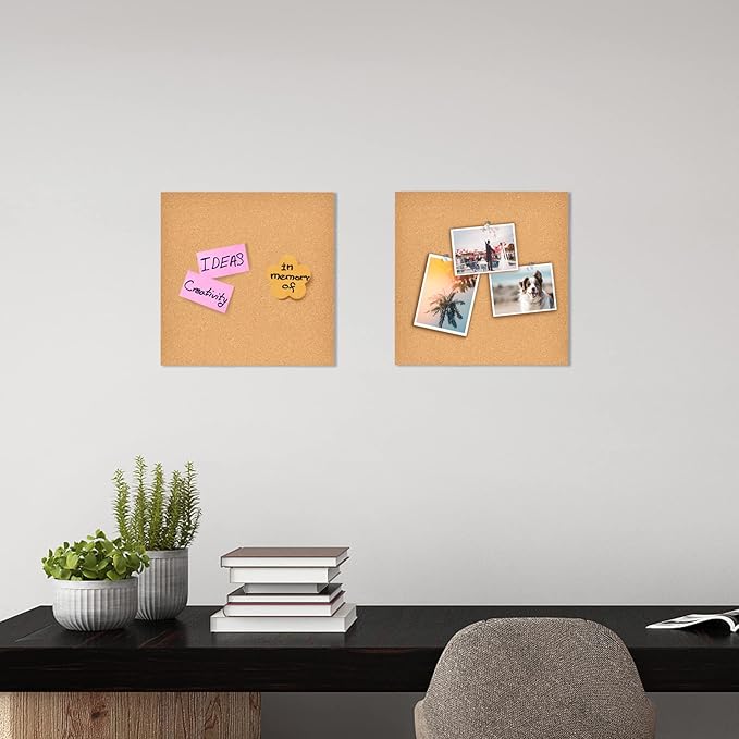 12x12" Cork Board Tiles Bulletin Board, 1/2" Thick Small Square Cork Boards for Walls, Self-Adhesive Cork Tiles for Home, Office, School, Bulletin Board Decorations(12mm,1pc)