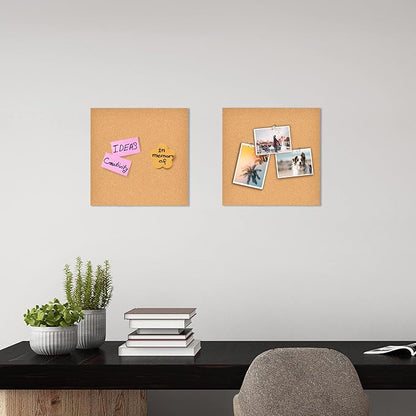12x12" Cork Board Tiles Bulletin Board, 1/2" Thick Small Square Cork Boards for Walls, Self-Adhesive Cork Tiles for Home, Office, School, Bulletin Board Decorations(12mm,1pc)