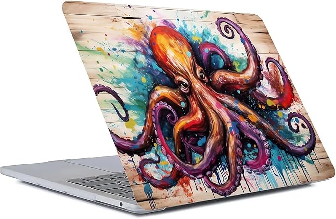 Compatible with MacBook Air 13.6 Inch Case 2024 2023 2022 Release Model A3113 M3 A2681 M2, Colourful Octopus Hard Plastic Shell Cover Case