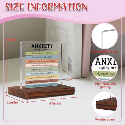 Anxiety Psychology Student Graduation Gift Clear Desk Decor Signs, Psychologist Gifts for Students, School Counselor Teacher Mental Health Awareness Therapist Office Decor Plaque TZD64