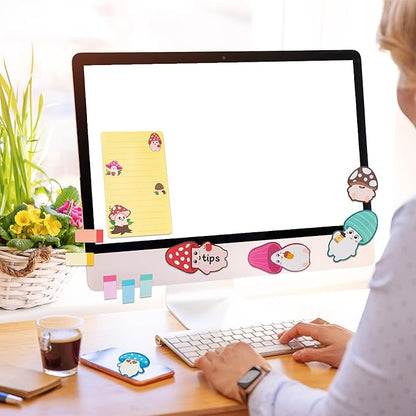 B1ykin Sticky Notes Set - Cartoon Theme Cute Self-Stick Notes Pad Teacher Appreciation Gifts， Self-Adhesive Writing Memo Pages Sticky to Do Notepad for Kids Employee School Office (Mushroom)