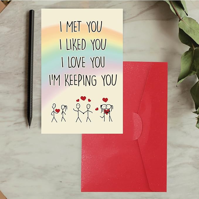 Cheerin Anniversary Day Cards for Him and Her - Romantic Greeting Card with Envelope - Sweet Birthday Card for Husband Wife Girlfriend Boyfriend