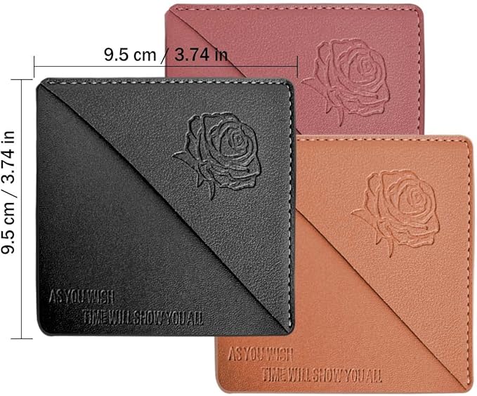 Leather Square Bookmarks - 3 Pieces Retro Flower Print Book Markers Clip Set for Teachers Students Book Reading Lovers, for School Office Home Supplies, Wayzton Corner Page Book Marks