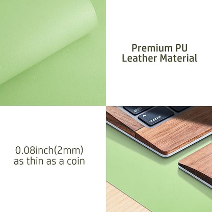 Aothia Leather Desk Pad Protector, Mouse Pad, Office Desk Mat, Non-Slip PU Leather Desk Blotter, Laptop Desk Pad, Waterproof Desk Writing Pad for Office and Home (31.5" x 15.7", Foam Green)