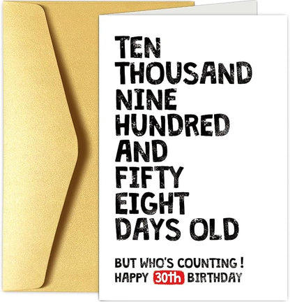 Funny 30th Birthday Card for Him Her, 30 Years Old Birthday Card, Happy 30th Birthday Card, 10958 Days Old But Who's Counting 30th Bday Card