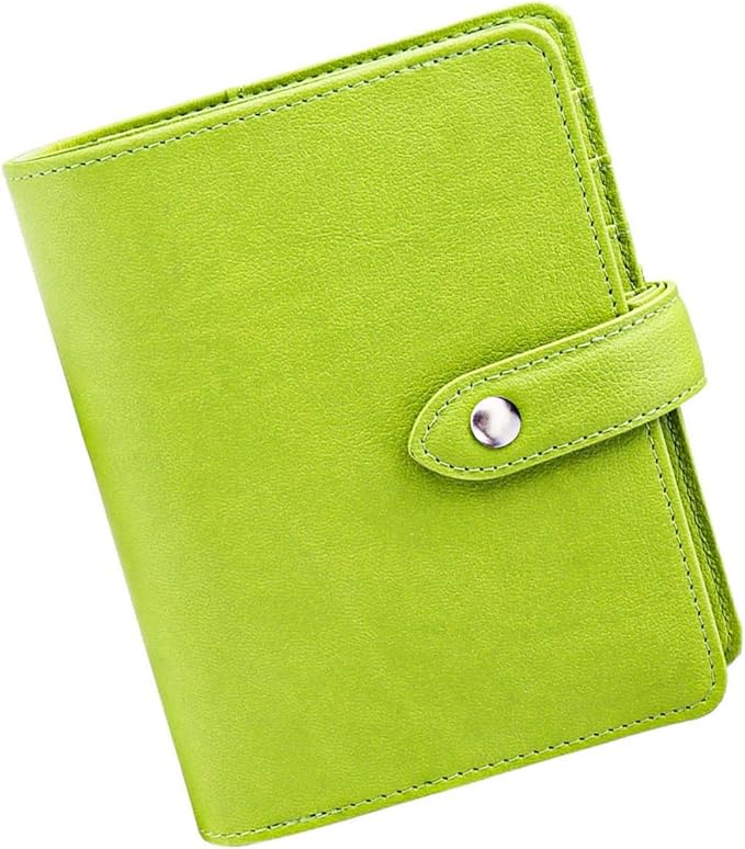 Mogoostry A7 Binder Cover Savings Binder Wallet Leather Binder Folder 6-Ring Refillable Notebook Binder Planner Cover Hardcover Budget Binder Organizer (Green)