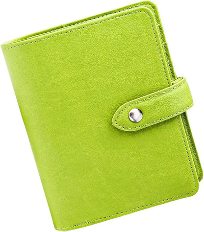 Mogoostry A7 Binder Cover Savings Binder Wallet Leather Binder Folder 6-Ring Refillable Notebook Binder Planner Cover Hardcover Budget Binder Organizer (Green)