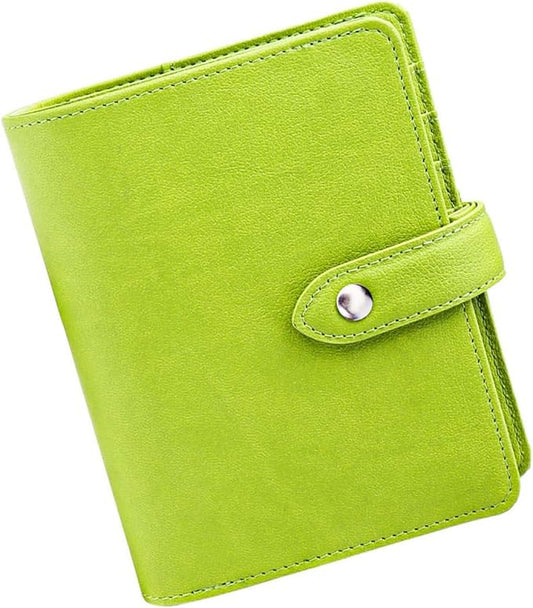 Mogoostry A7 Binder Cover Savings Binder Wallet Leather Binder Folder 6-Ring Refillable Notebook Binder Planner Cover Hardcover Budget Binder Organizer (Green)