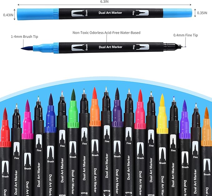 Brush Markers for Adults Coloring,36 Colors Art Markers Colored Pens for Bullet Journaling Note Taking Drawing Calligraphy Lettering,Art School Supplies