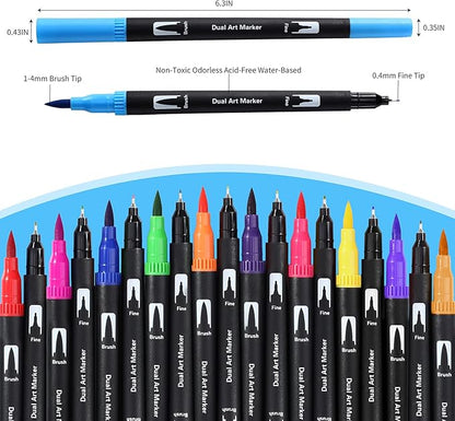 Brush Markers for Adults Coloring,36 Colors Art Markers Colored Pens for Bullet Journaling Note Taking Drawing Calligraphy Lettering,Art School Supplies